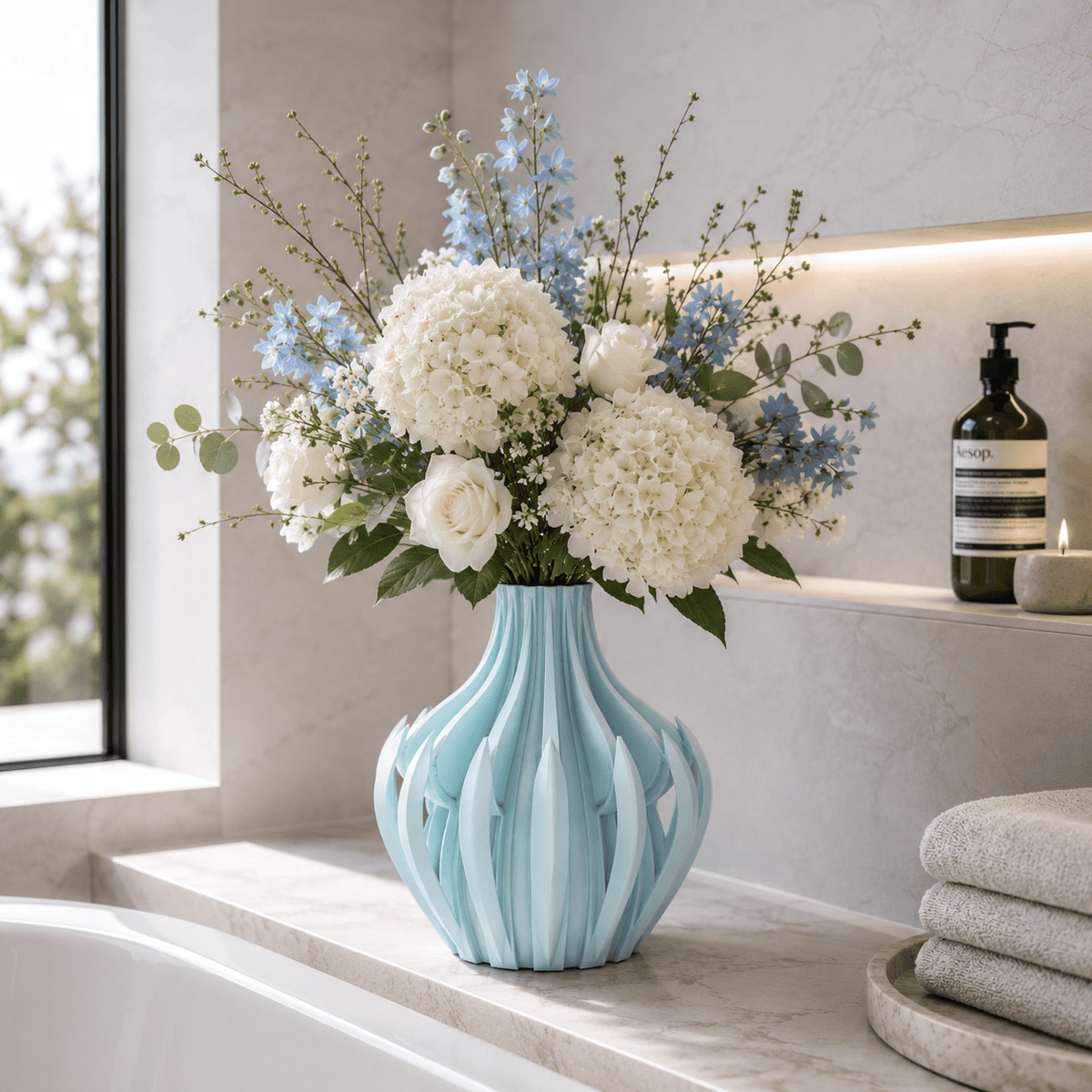Modern Veno Vase: Vibrant Decorative Flower Centerpiece Holder for Home Decor Black White Printed Elegant Design by Pashmation