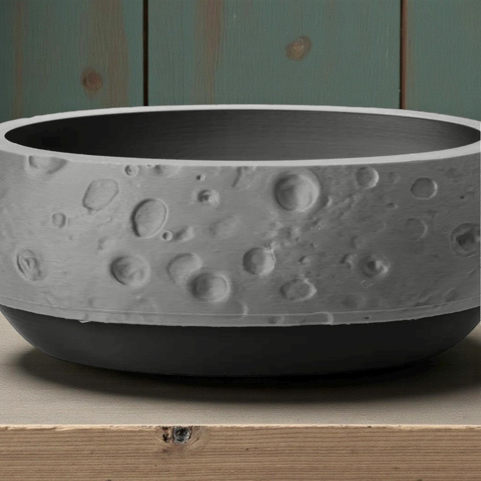 Moon Terrain Modern Planter 10in Wide Desktop Succulent Bowl Lunar Decor Indoor Pot Office Gift - Pashmation