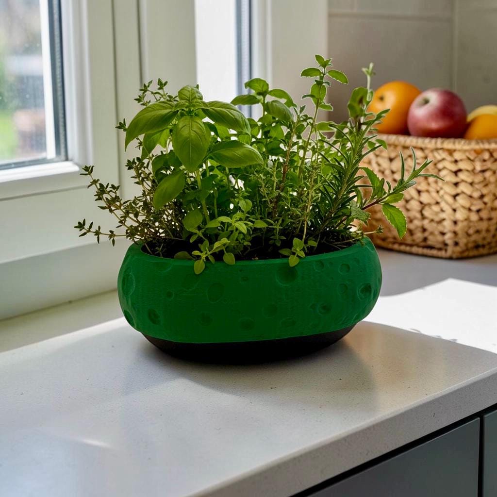 Moon Terrain Modern Planter 10in Wide Desktop Succulent Bowl Lunar Decor Indoor Pot Office Gift - Pashmation