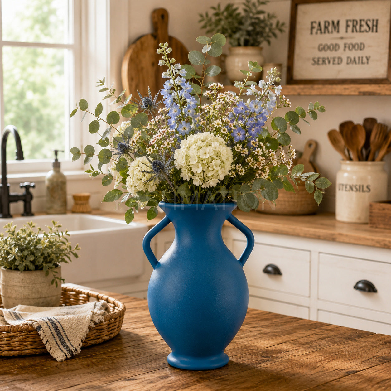 Rustic Amphora Vase in multiple colors – handled sculptural centerpiece by Pashmation