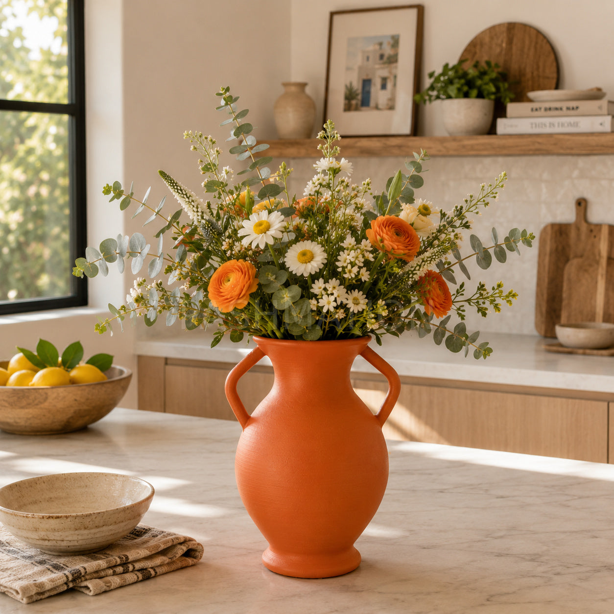 Rustic Amphora Vase in multiple colors – handled sculptural centerpiece by Pashmation