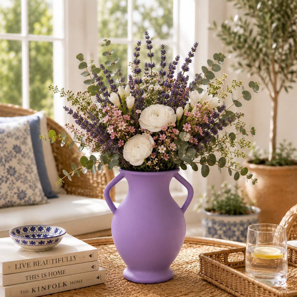 Rustic Amphora Vase in multiple colors – handled sculptural centerpiece by Pashmation