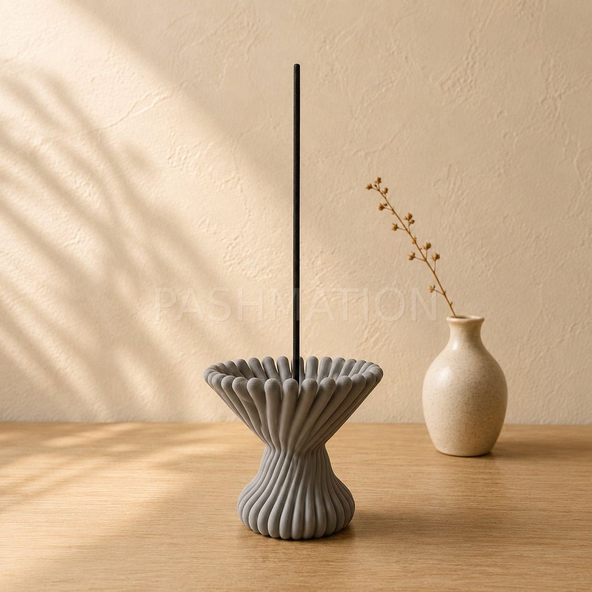 Pleated Lotus Flame Incense Holder | Zen Meditation Decor Aromatherapy Burner with Ash Catcher Tray by Pashmation
