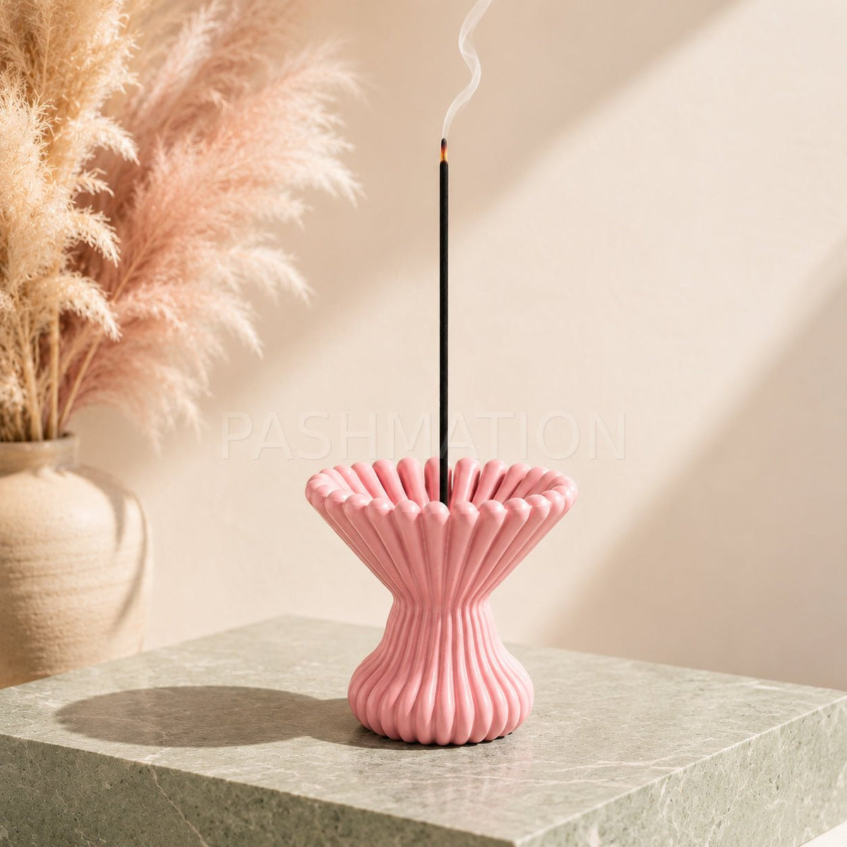Pleated Lotus Flame Incense Holder | Zen Meditation Decor Aromatherapy Burner with Ash Catcher Tray by Pashmation
