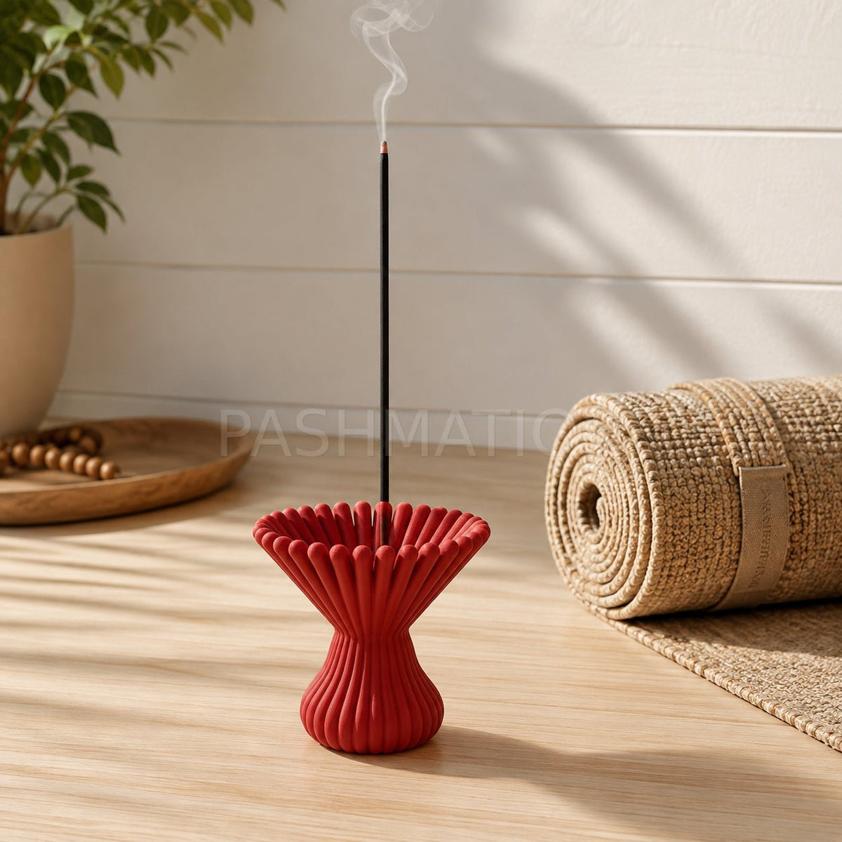 Pleated Lotus Flame Incense Holder | Zen Meditation Decor Aromatherapy Burner with Ash Catcher Tray by Pashmation