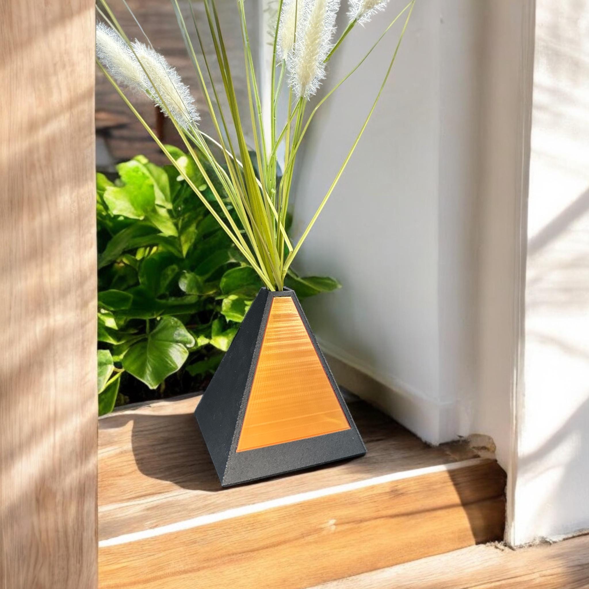 Pyramid Silhouette Vase | Translucent Dual Wall Design | Modern Decorative Piece - PashmationVases
