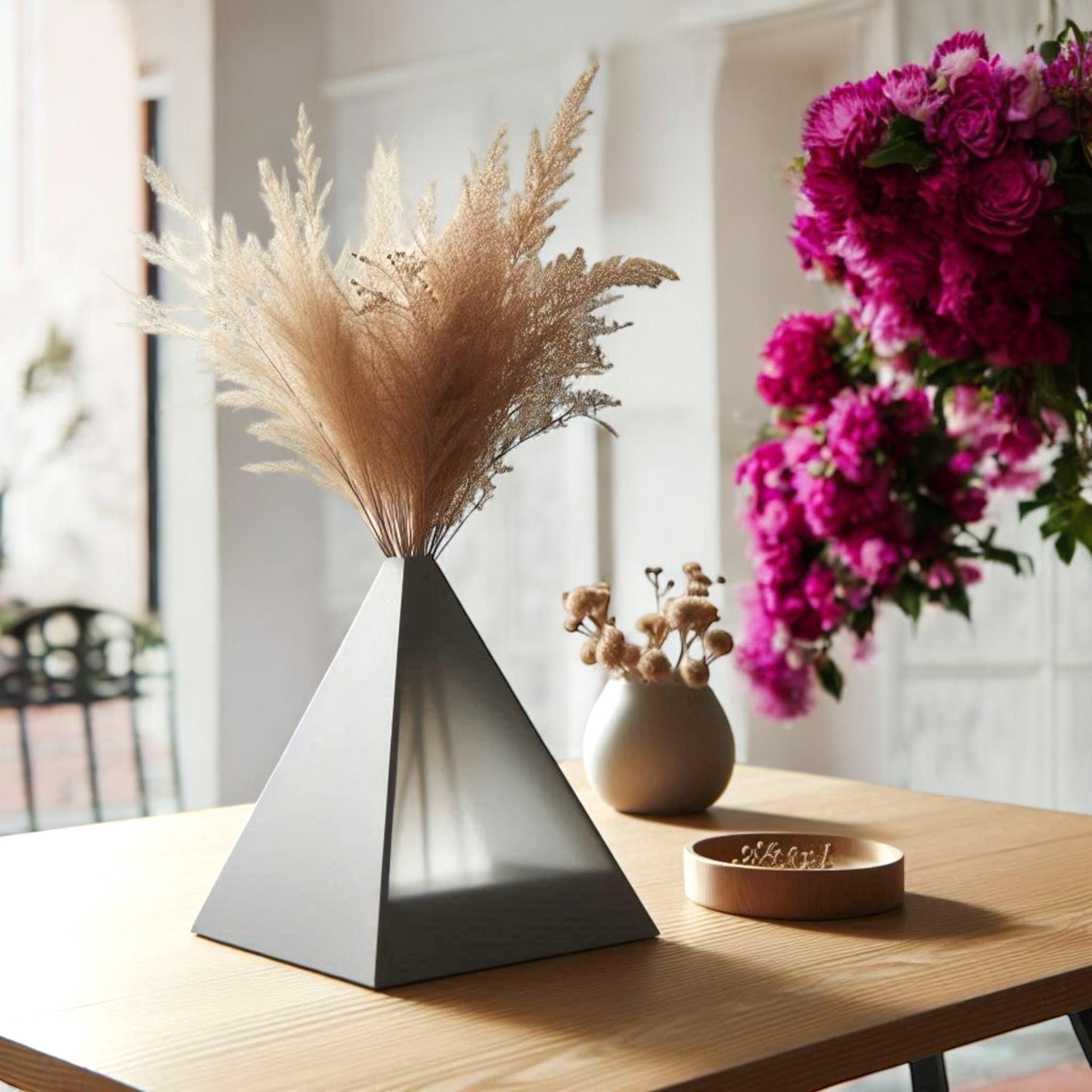 Pyramid Silhouette Vase | Translucent Dual Wall Design | Modern Decorative Piece - PashmationVases
