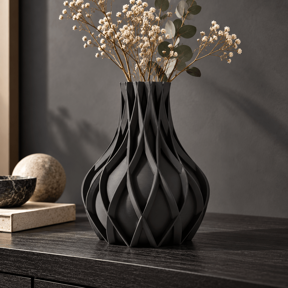 Sculpted Fluted Avio Vase Modern Geometric Centerpiece - Contemporary Home Decor Minimalist Design by Pashmation
