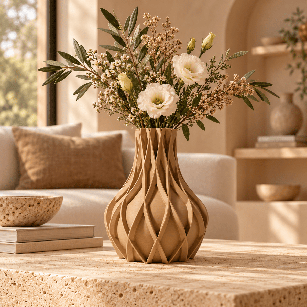 Sculpted Fluted Avio Vase Modern Geometric Centerpiece - Contemporary Home Decor Minimalist Design by Pashmation