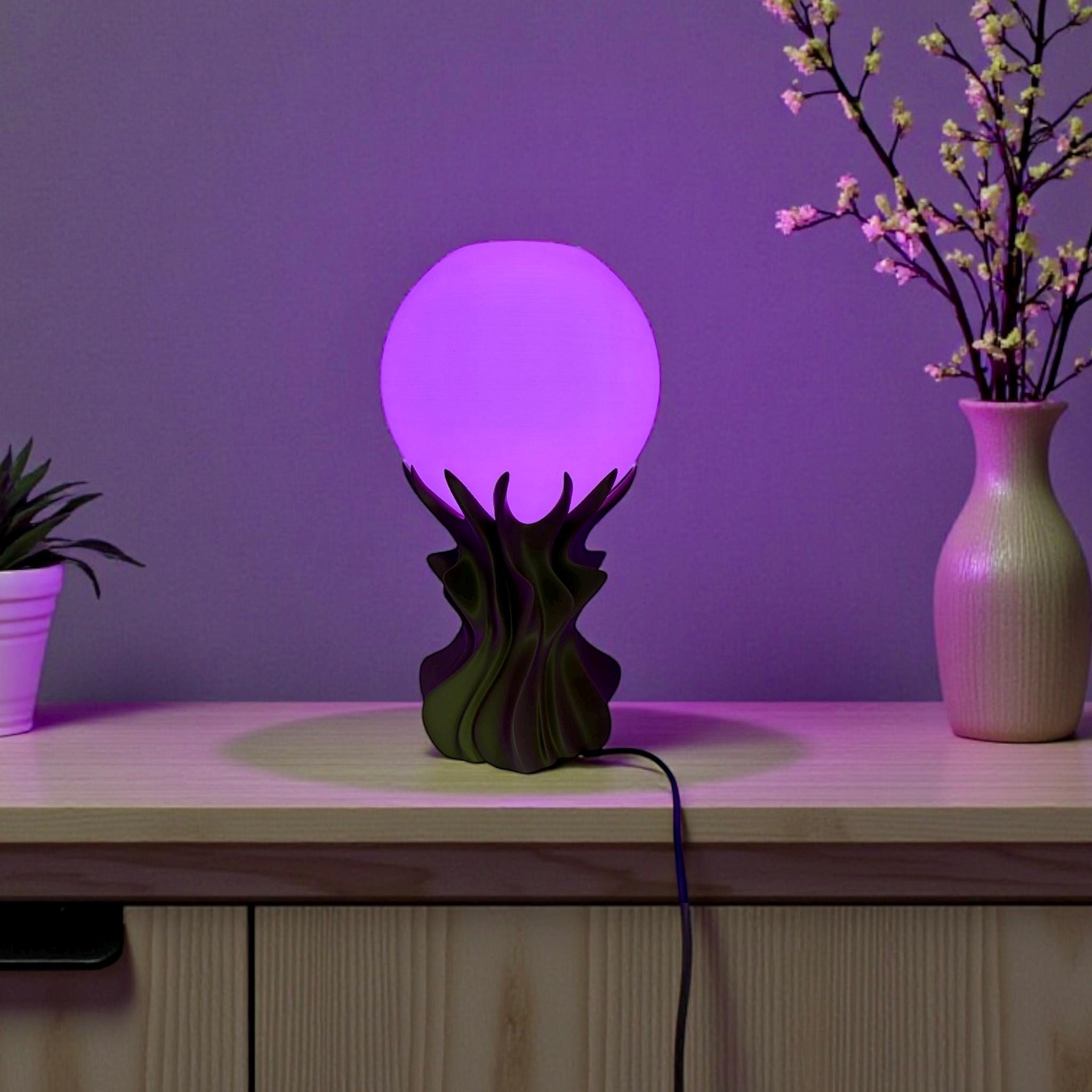 Sculptural Table Lamp Globe Shade Modern Ambient Lighting Bedside Nightlight Home Decor - Pashmation Table Lamps