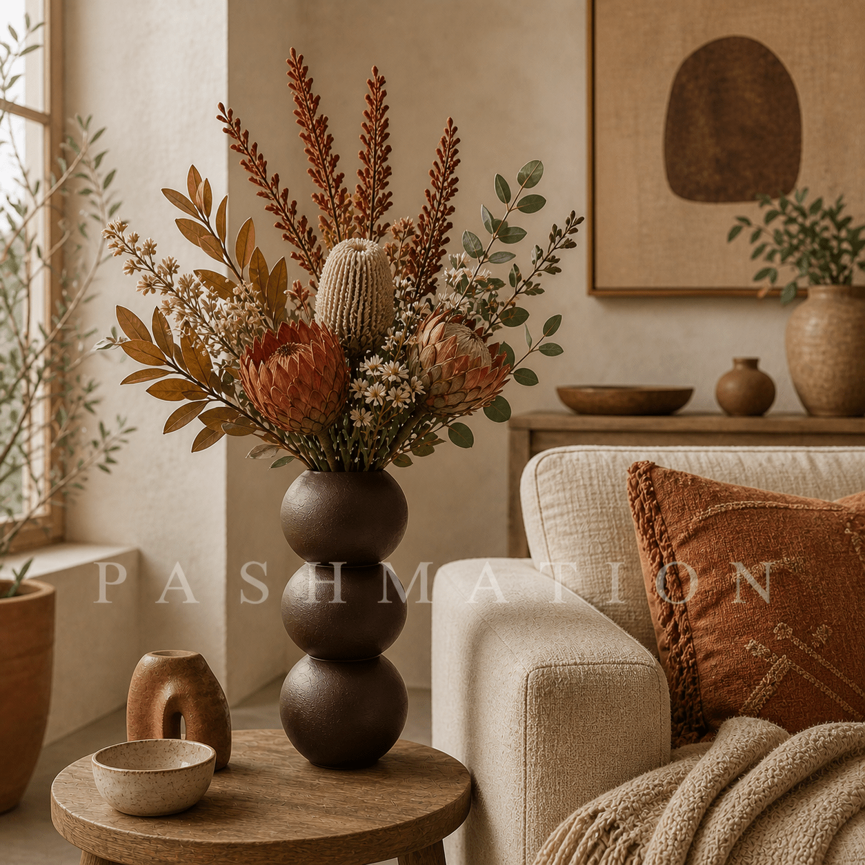 Spherical Modern Vase - Vibrant Accent Piece for Dried Flowers Contemporary Home Decor Geometric Centerpiece Orbo Design by Pashmation