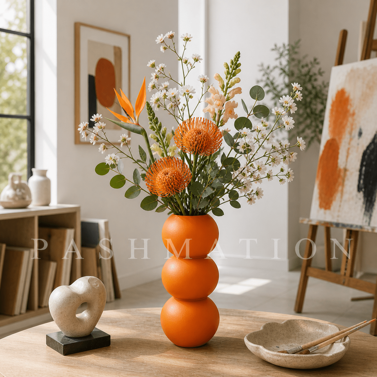 Spherical Modern Vase - Vibrant Accent Piece for Dried Flowers Contemporary Home Decor Geometric Centerpiece Orbo Design by Pashmation