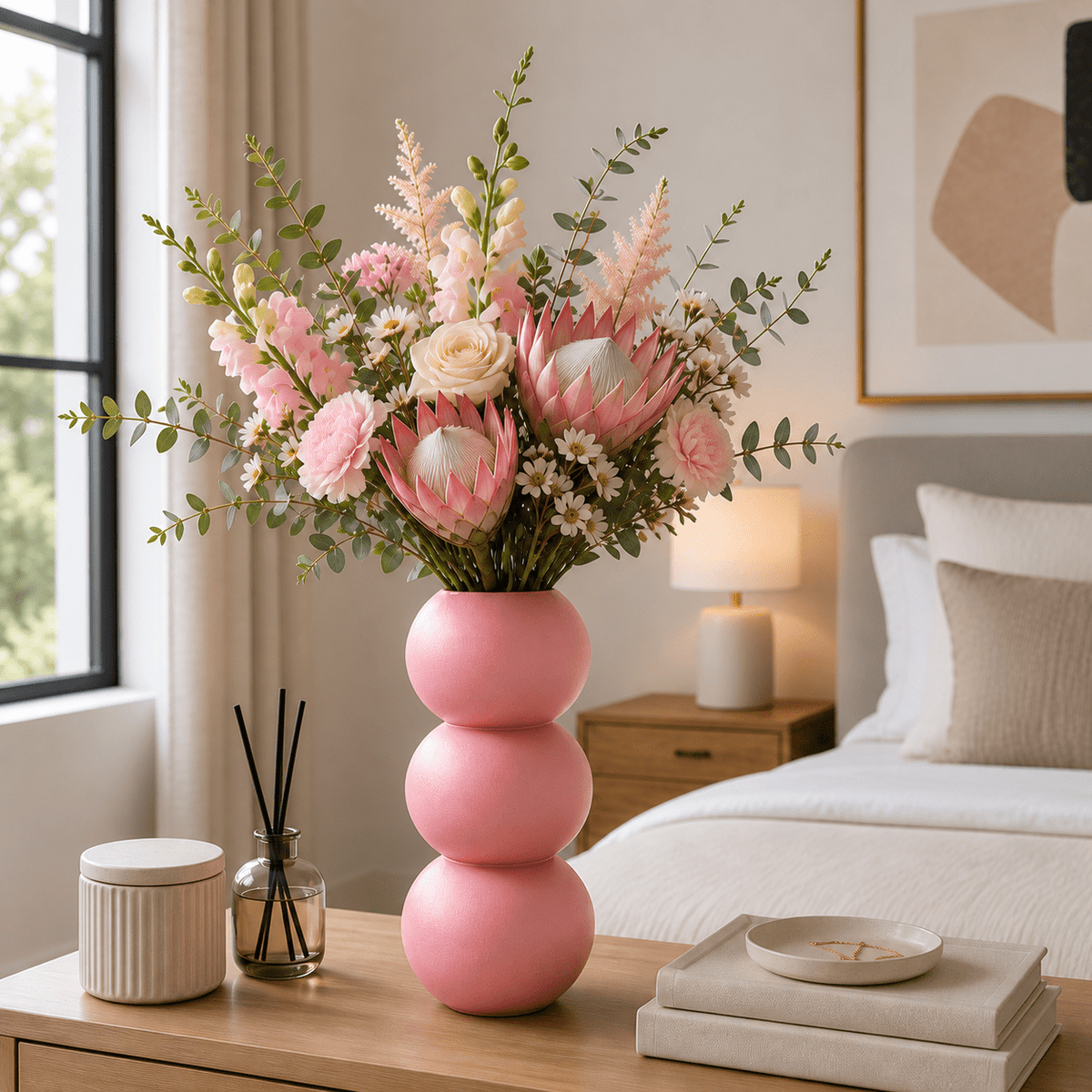 Spherical Modern Vase - Vibrant Accent Piece for Dried Flowers Contemporary Home Decor Geometric Centerpiece Orbo Design by Pashmation