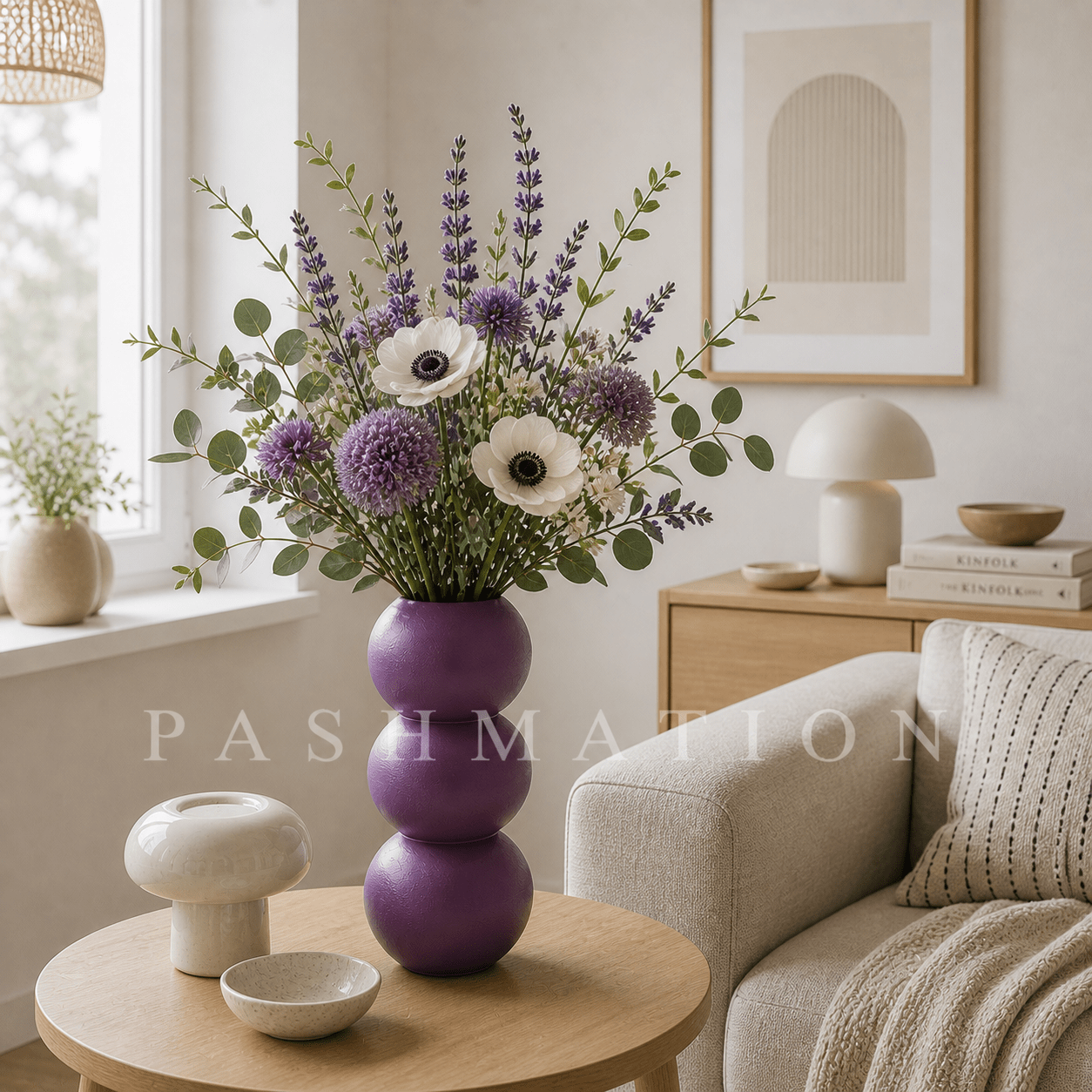 Spherical Modern Vase - Vibrant Accent Piece for Dried Flowers Contemporary Home Decor Geometric Centerpiece Orbo Design by Pashmation