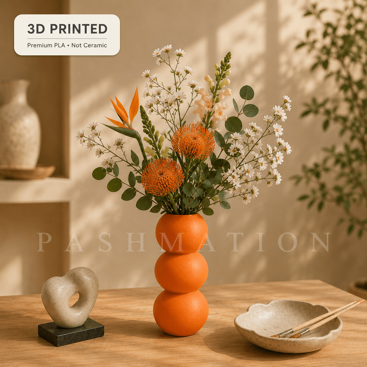 Spherical Modern Vase - Vibrant Accent Piece for Dried Flowers Contemporary Home Decor Geometric Centerpiece Orbo Design by Pashmation