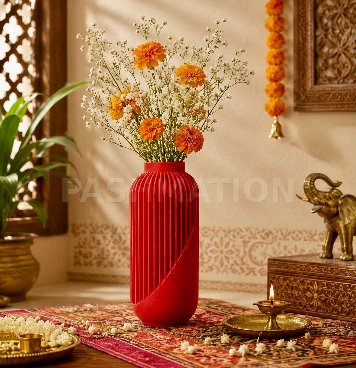 Striped Yao Vase – Modern Minimalist Home Decor, Dried Flower Display by Pashmation