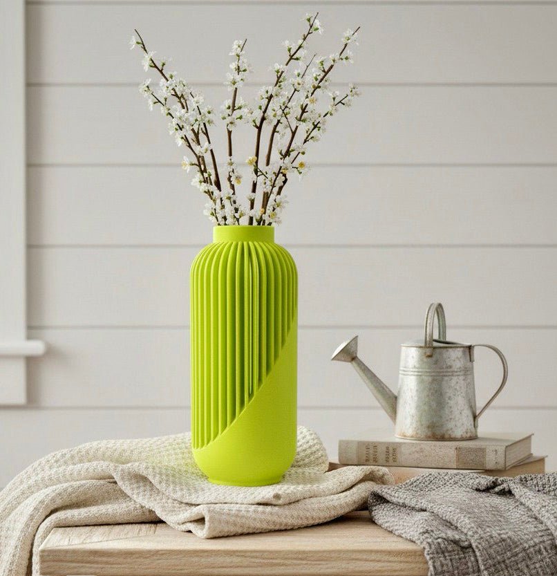 Striped Yao Vase – Modern Minimalist Home Decor, Dried Flower Display by Pashmation