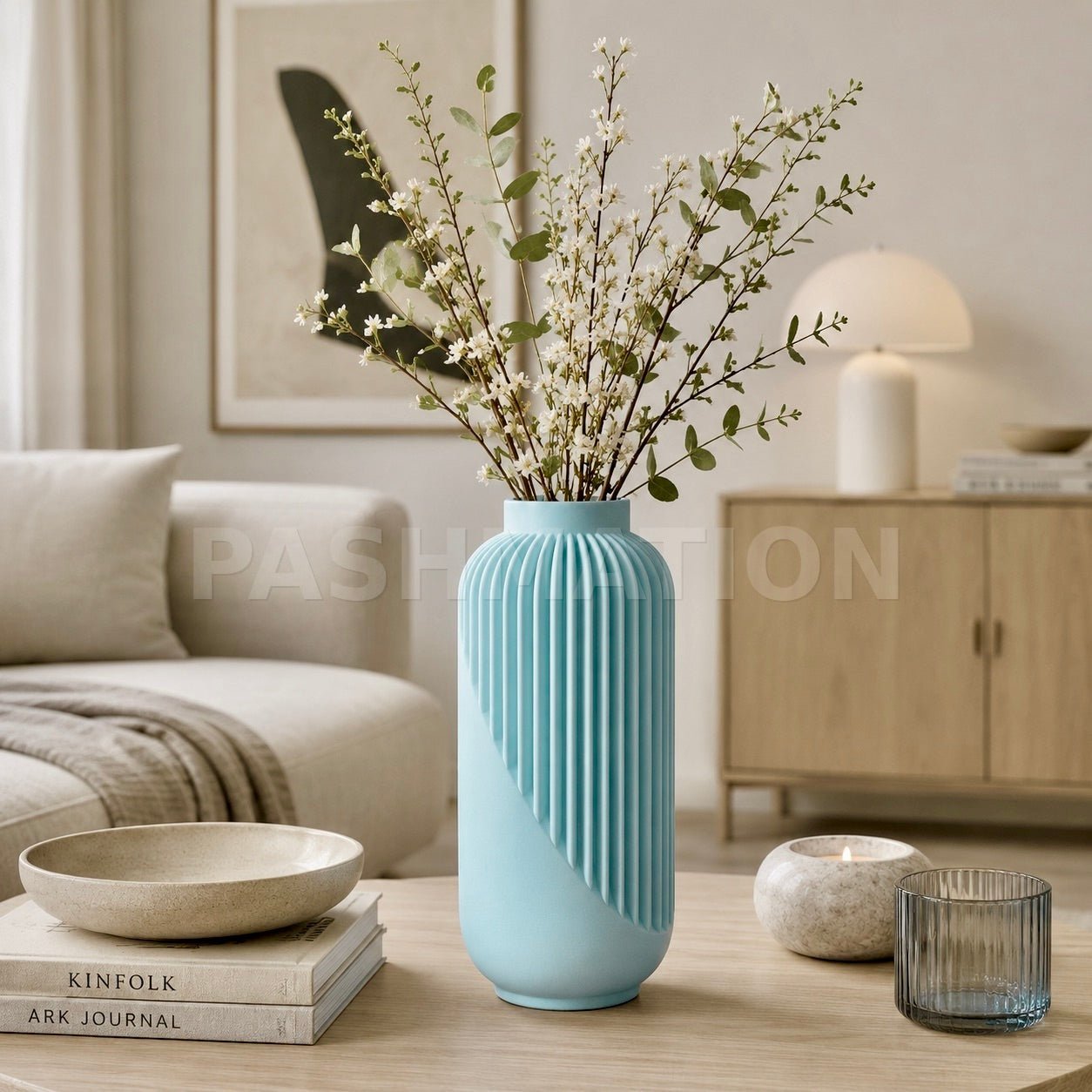 Striped Yao Vase – Modern Minimalist Home Decor, Dried Flower Display by Pashmation
