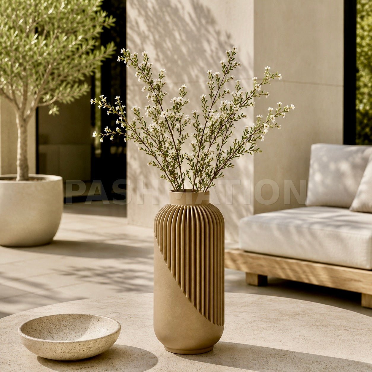 Striped Yao Vase – Modern Minimalist Home Decor, Dried Flower Display by Pashmation