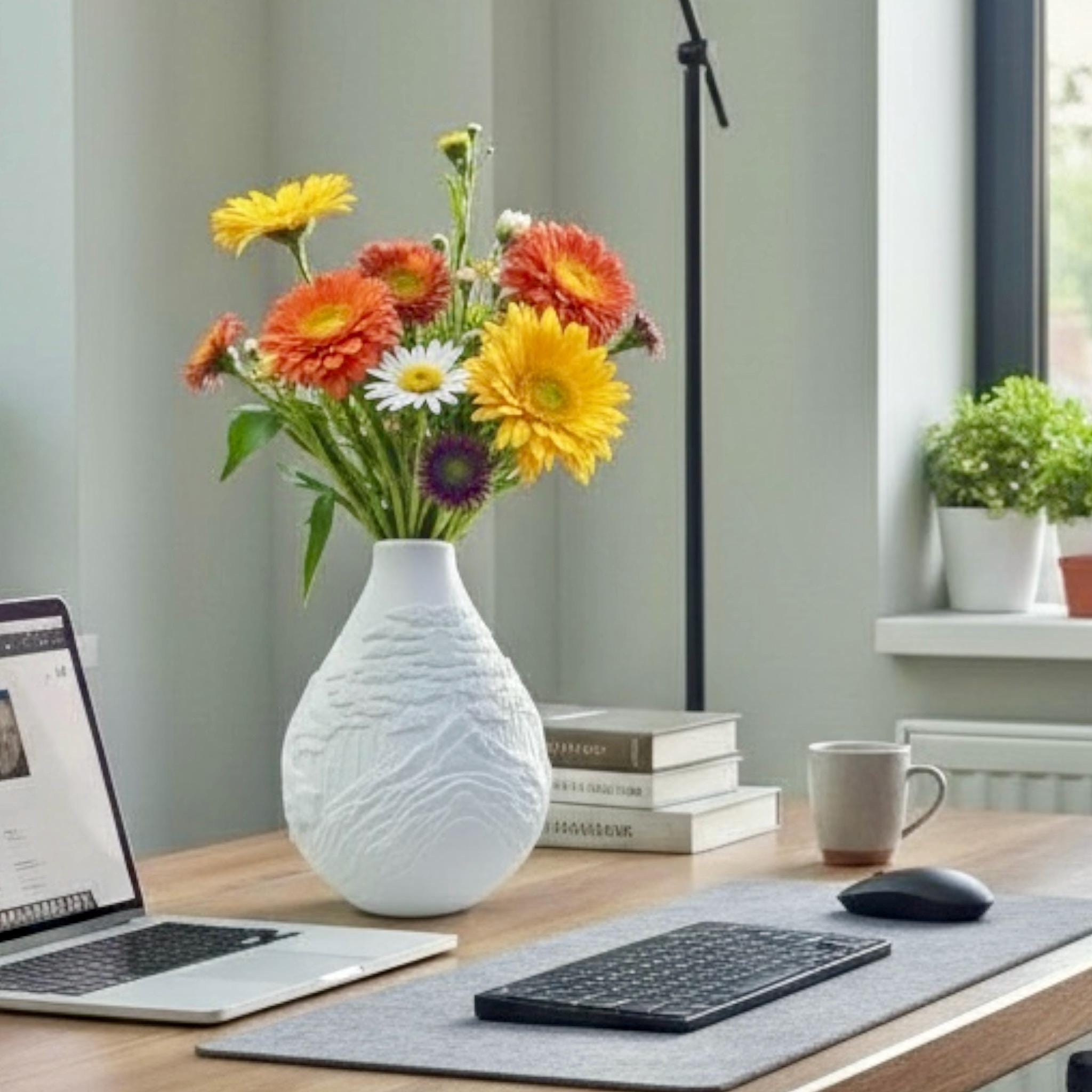 Summit Peaks vase styled with colorful flowers by Pashmation