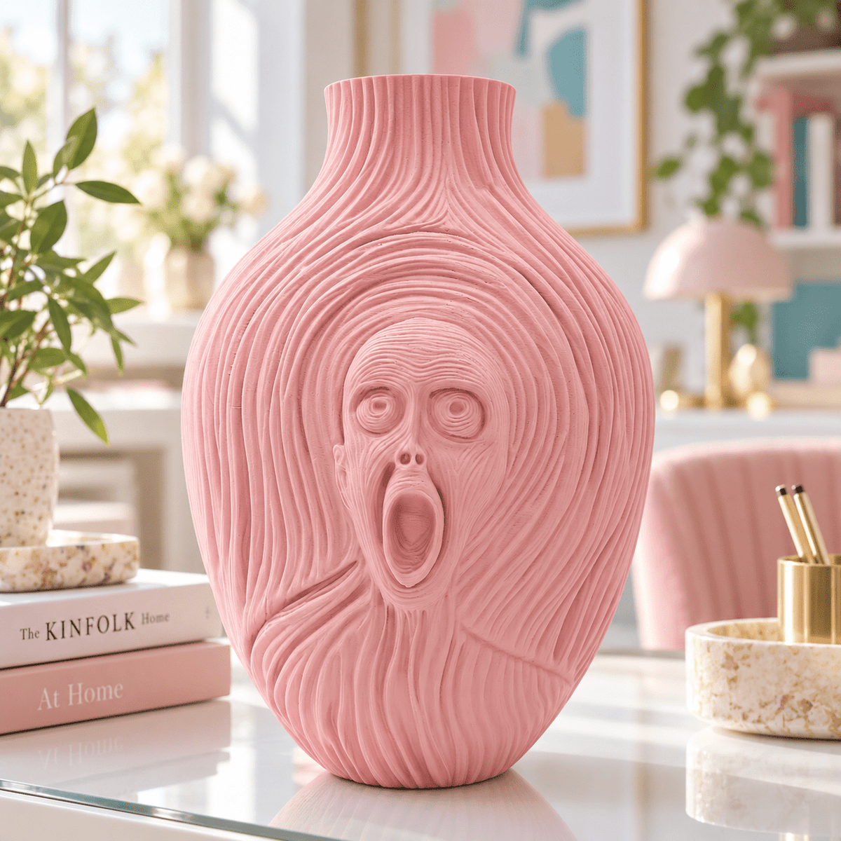 The Scream Vase: 3D Printed Edvard Munch Inspired Art, 9.5" by Pashmation