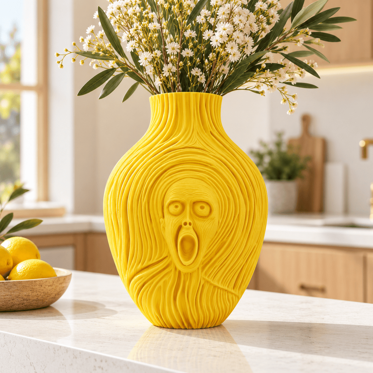 The Scream Vase: 3D Printed Edvard Munch Inspired Art, 9.5" by Pashmation