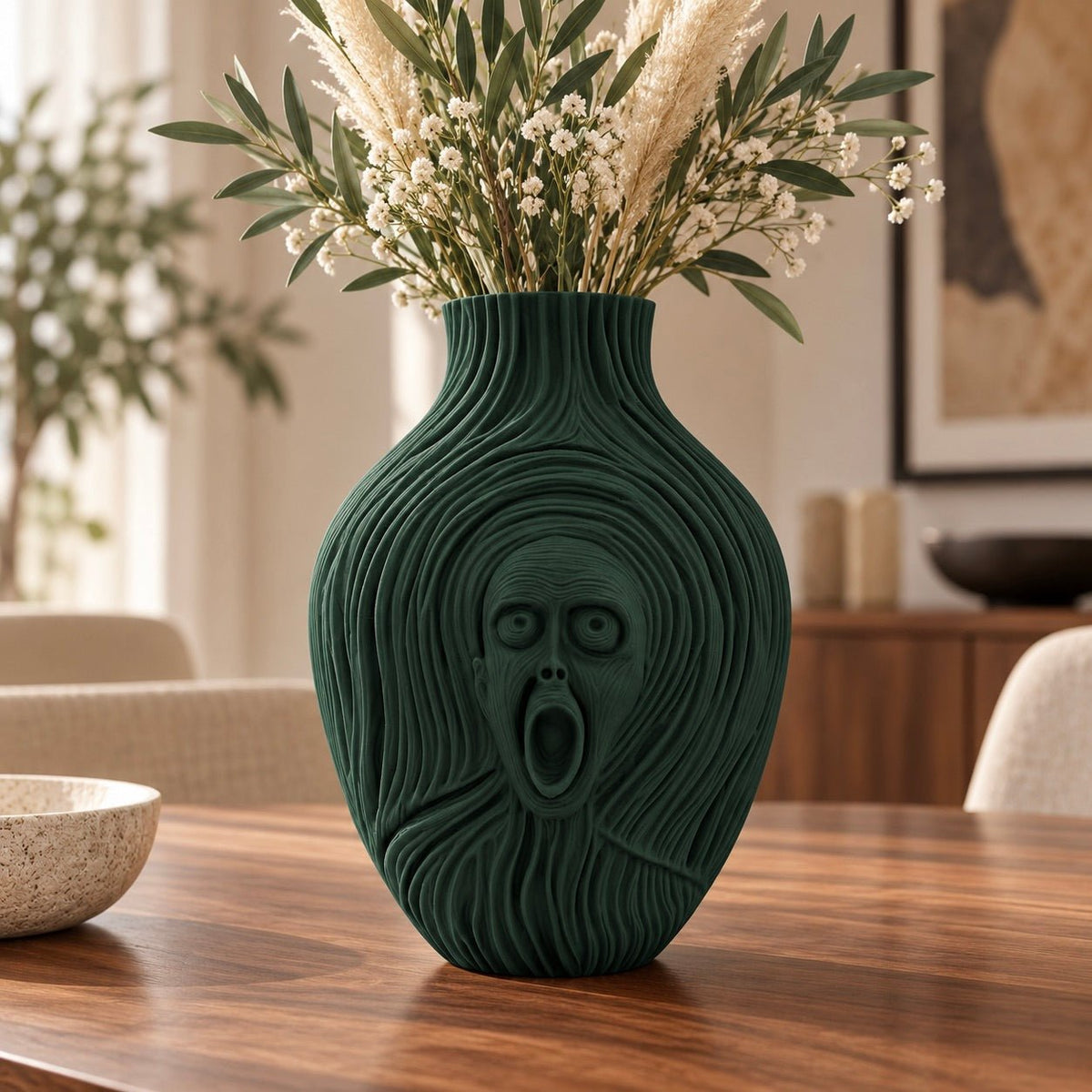 The Scream Vase: 3D Printed Edvard Munch Inspired Art, 9.5" by Pashmation