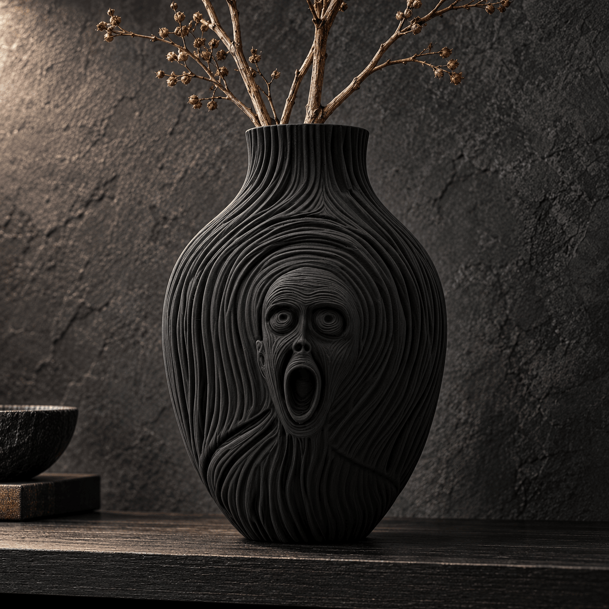 The Scream Vase: 3D Printed Edvard Munch Inspired Art, 9.5" by Pashmation