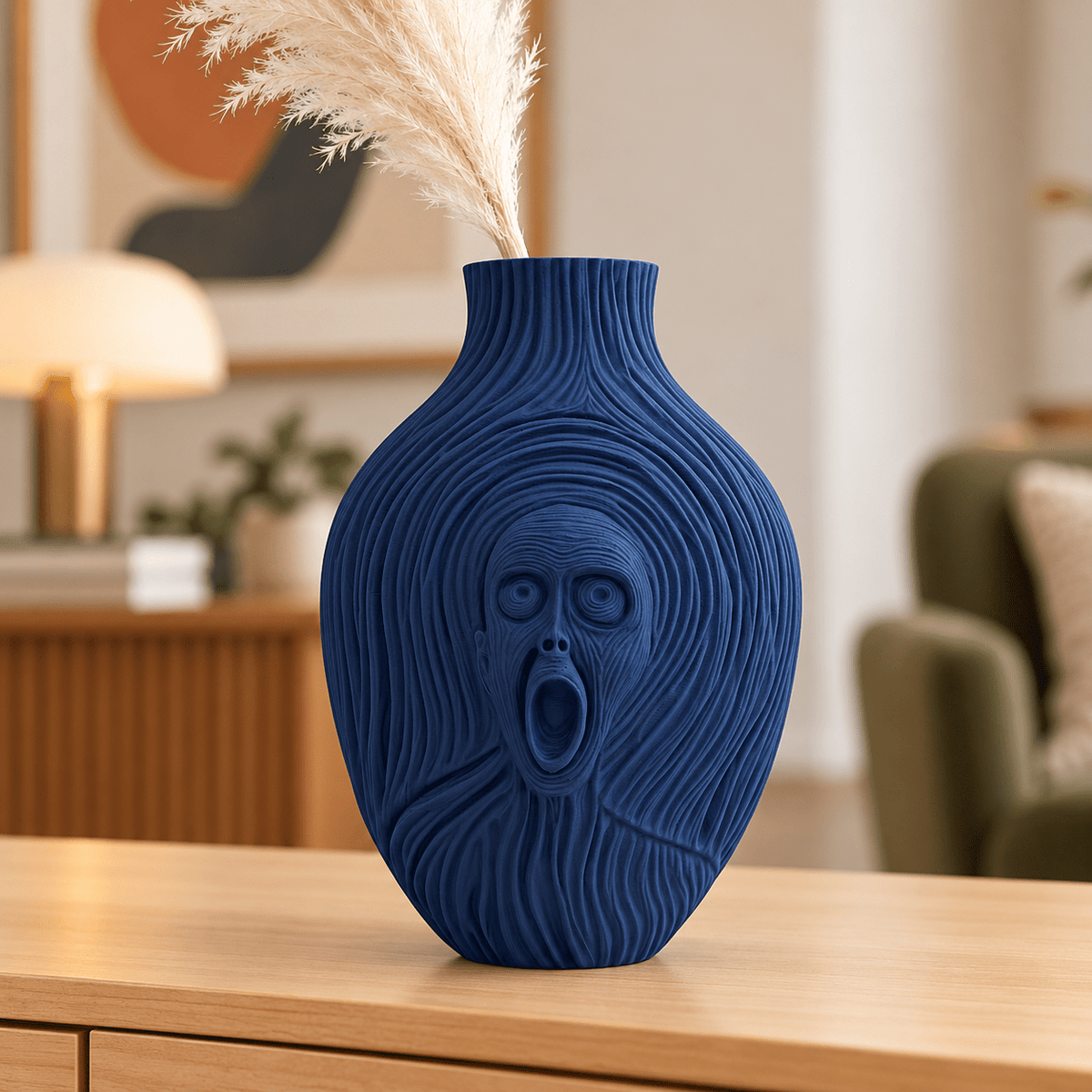 The Scream Vase: 3D Printed Edvard Munch Inspired Art, 9.5" by Pashmation