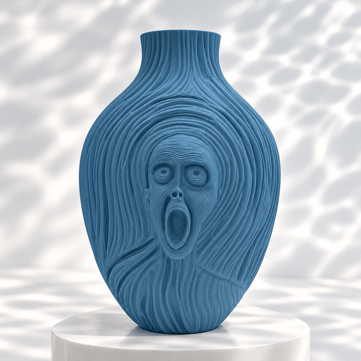 The Scream Vase: 3D Printed Edvard Munch Inspired Art, 9.5" by Pashmation