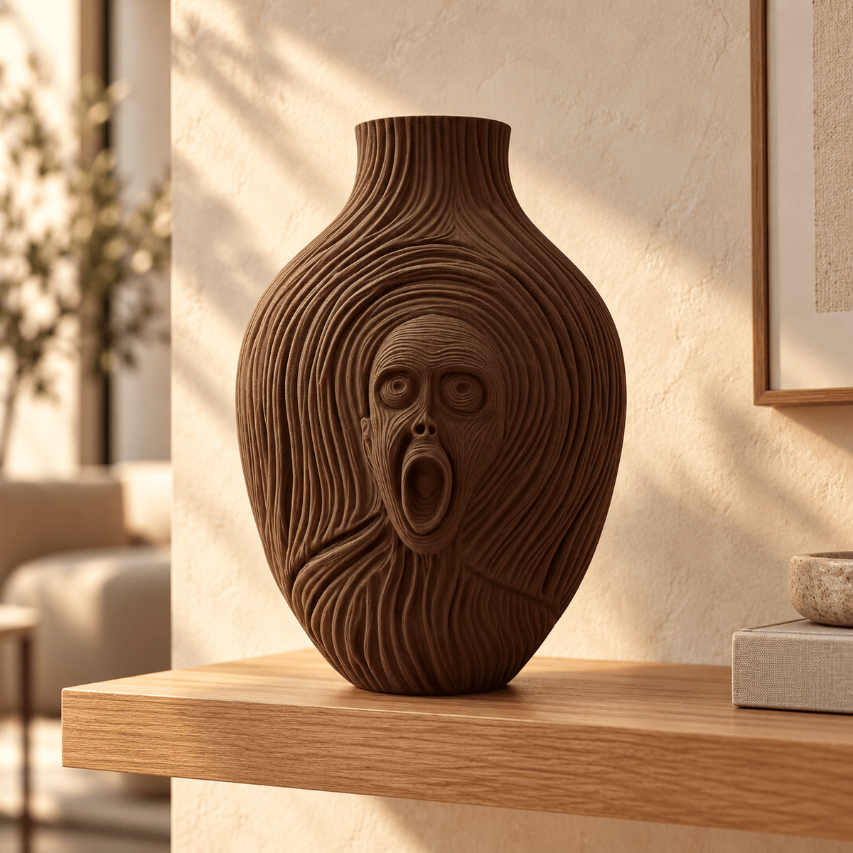 The Scream Vase: 3D Printed Edvard Munch Inspired Art, 9.5" by Pashmation