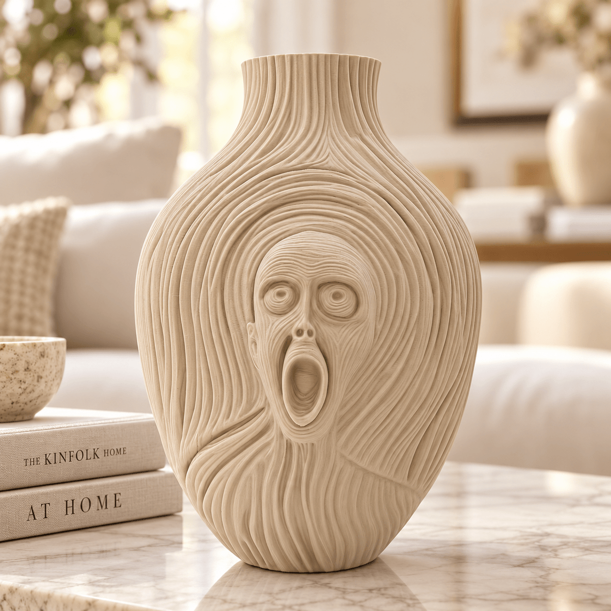 The Scream Vase: 3D Printed Edvard Munch Inspired Art, 9.5" by Pashmation