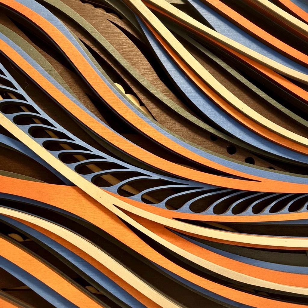 Topographic Flow Layered Wood Wall Art 7 Layer Laser Cut Panel - PashmationWall Décor