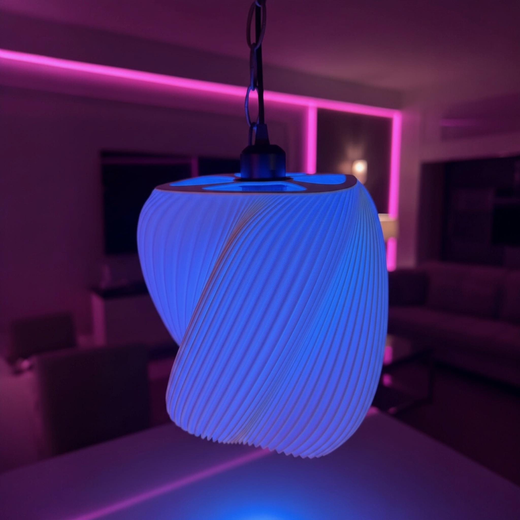 Twist Pendant Lamp 9.8in White PLA 3D Printed Shade - PashmationLamp Shades