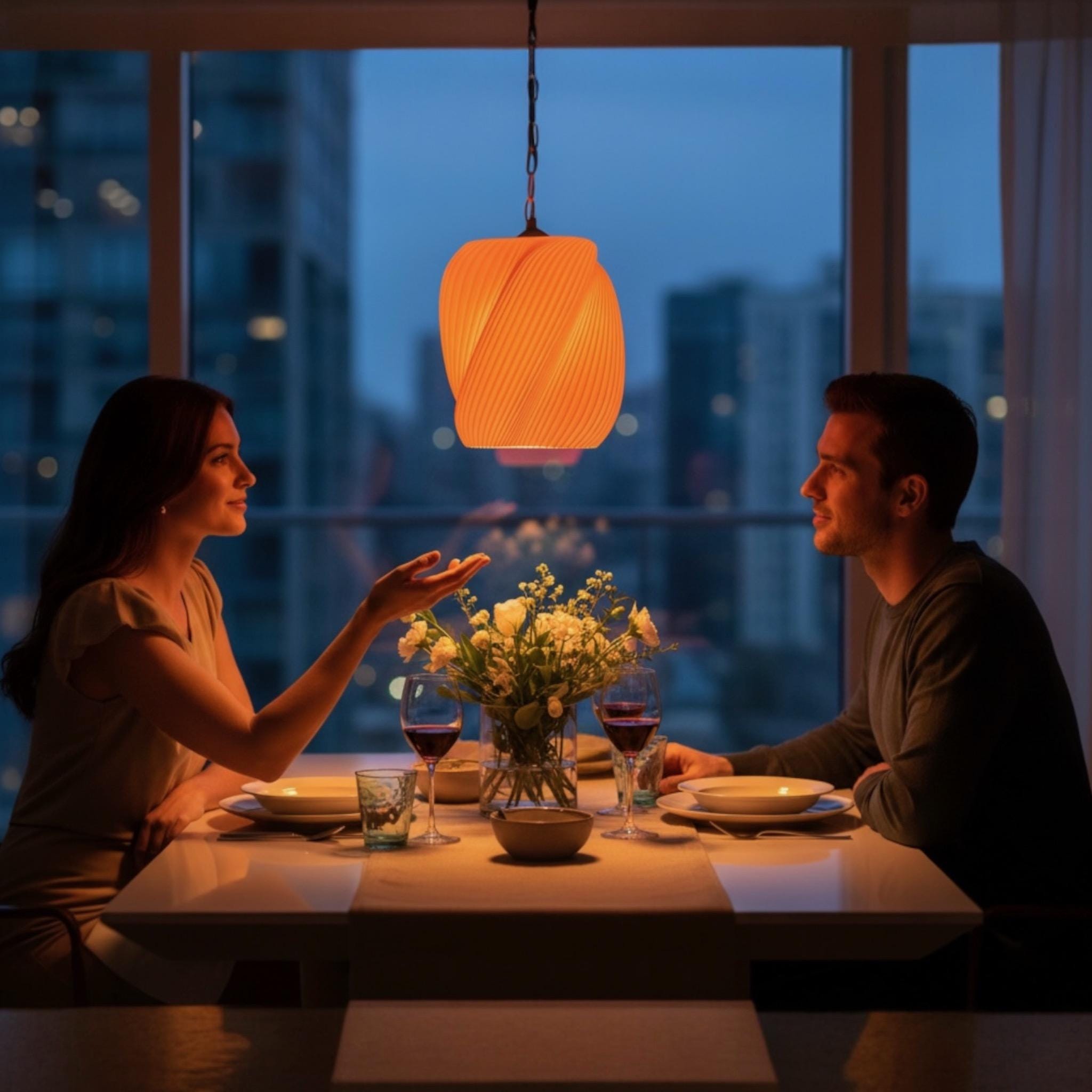 Twist Pendant Lamp 9.8in White PLA 3D Printed Shade - PashmationLamp Shades