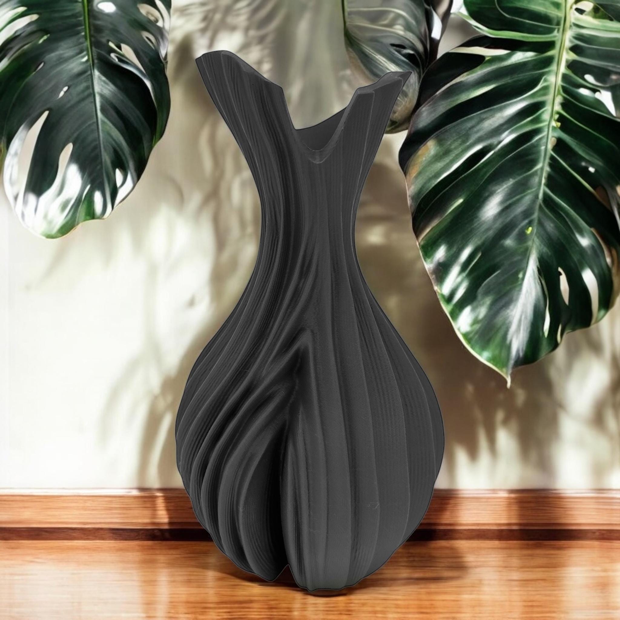 Brown Verdant Flow Vase – tall sculptural organic decor centerpiece