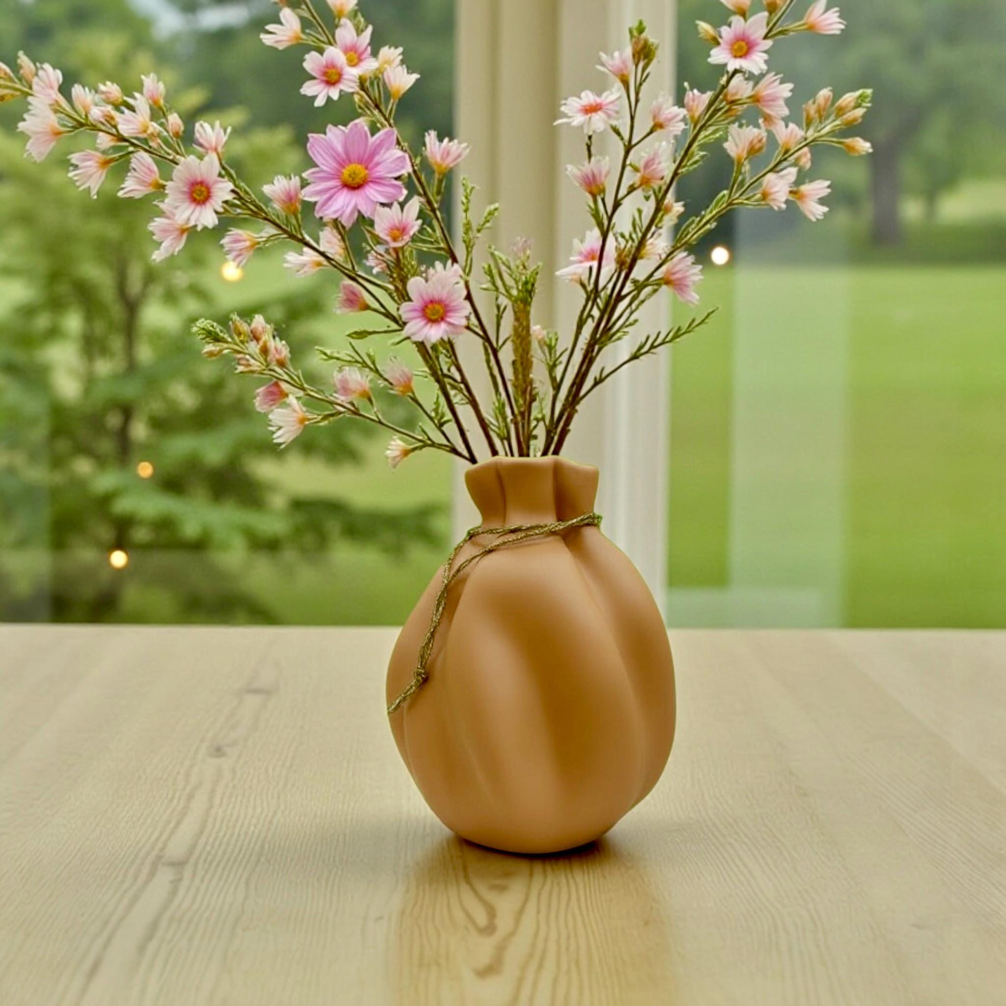 Cinched Wave Vase styled in modern home interior – soft sculptural decor