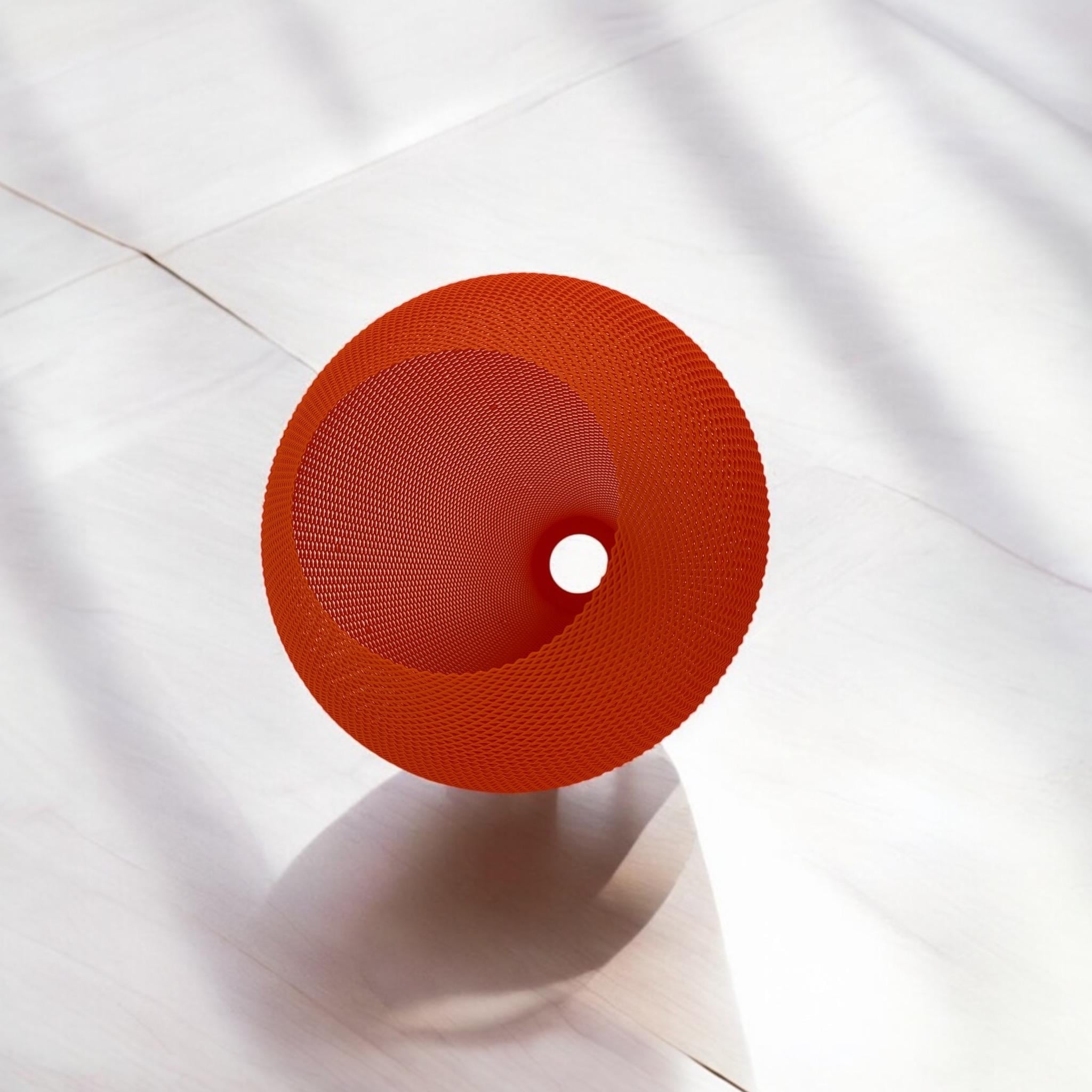 Orange Woven Pendant Light overhead view – modern woven texture ceiling lamp