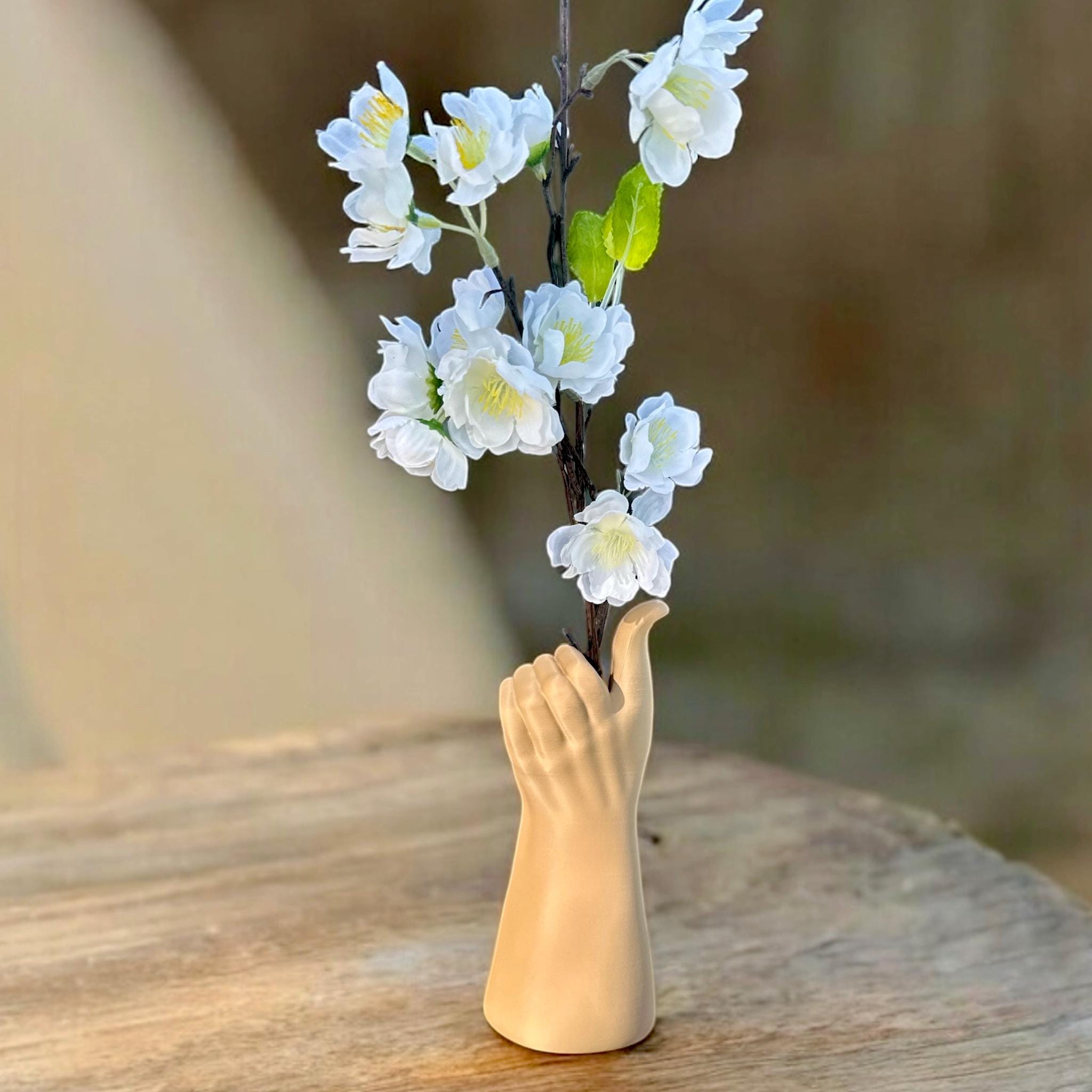 3D Printed Hand Vase: Modern Art Home Decor, Minimalist Sculpture - Pashmation