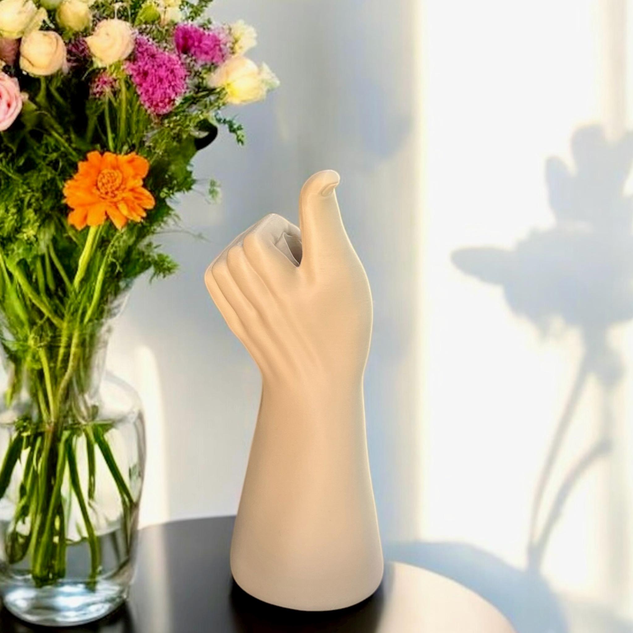 3D Printed Hand Vase: Modern Art Home Decor, Minimalist Sculpture - Pashmation