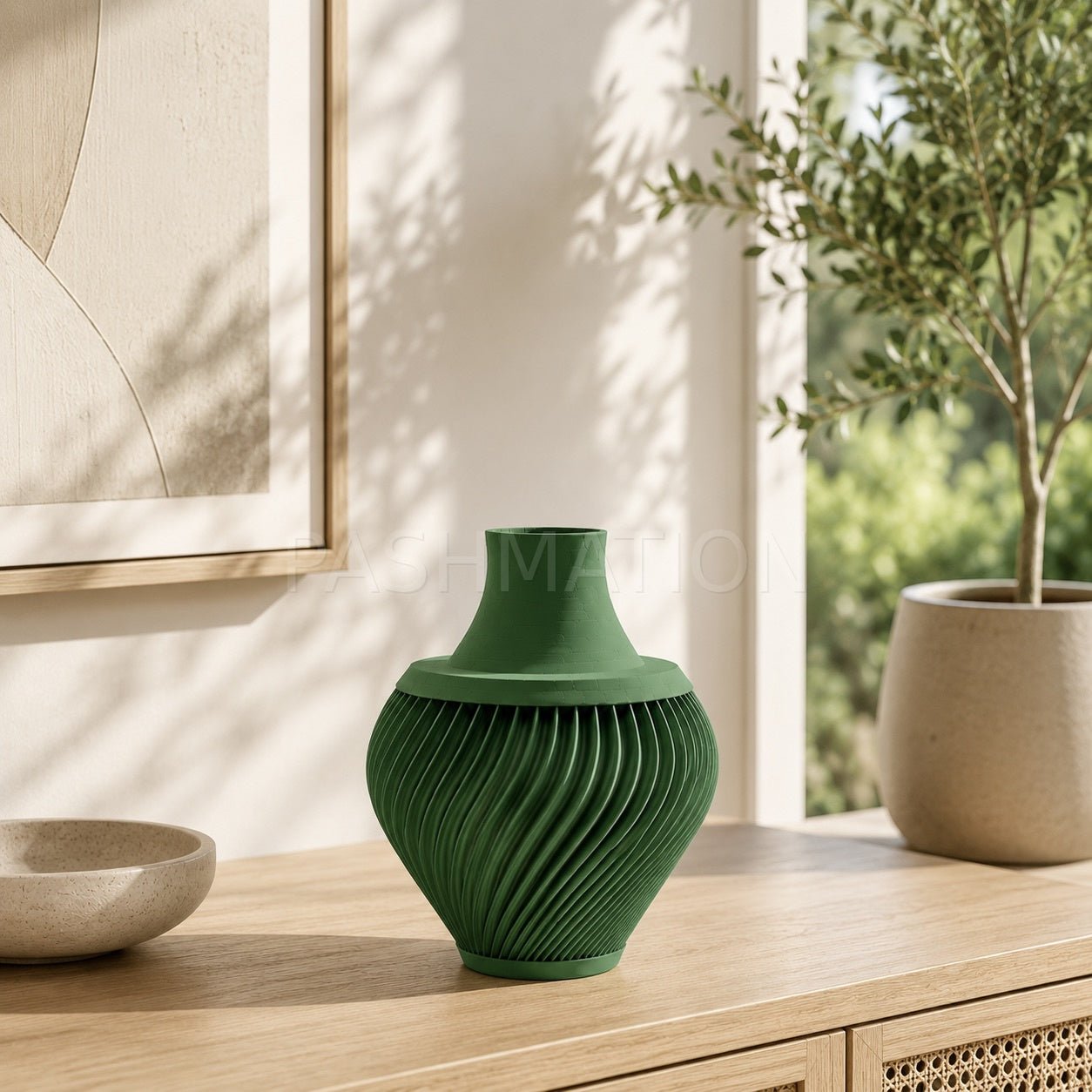 3D Printed Ribbed Vase Modern Eco - Friendly Home Decor Contemporary Flower Vessel Unique Tabletop Centerpiece Gift by Pashmation
