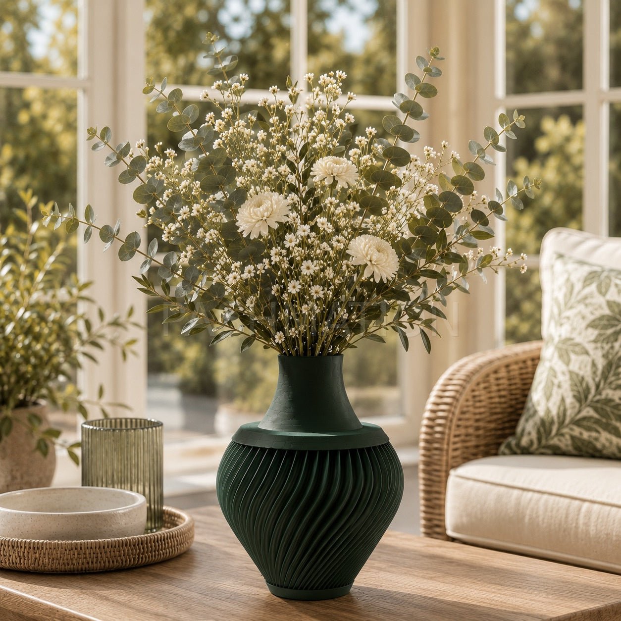 3D Printed Ribbed Vase Modern Eco - Friendly Home Decor Contemporary Flower Vessel Unique Tabletop Centerpiece Gift by Pashmation
