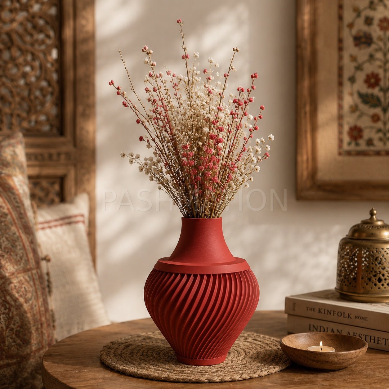 3D Printed Ribbed Vase Modern Eco - Friendly Home Decor Contemporary Flower Vessel Unique Tabletop Centerpiece Gift by Pashmation