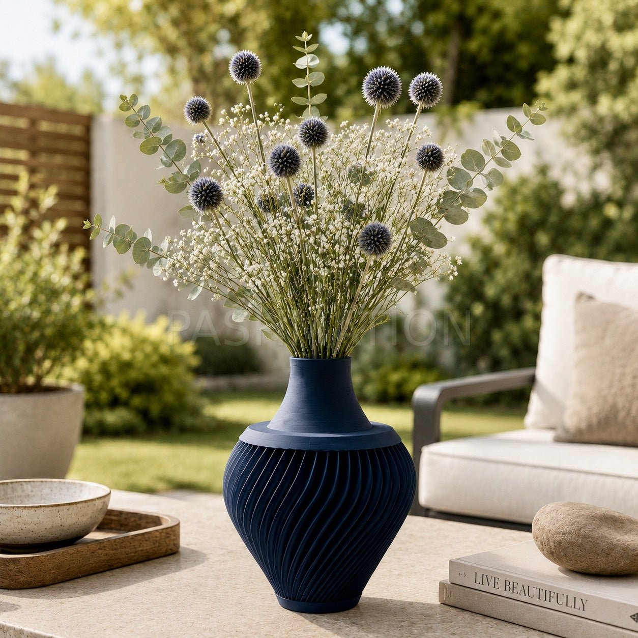 3D Printed Ribbed Vase Modern Eco - Friendly Home Decor Contemporary Flower Vessel Unique Tabletop Centerpiece Gift by Pashmation
