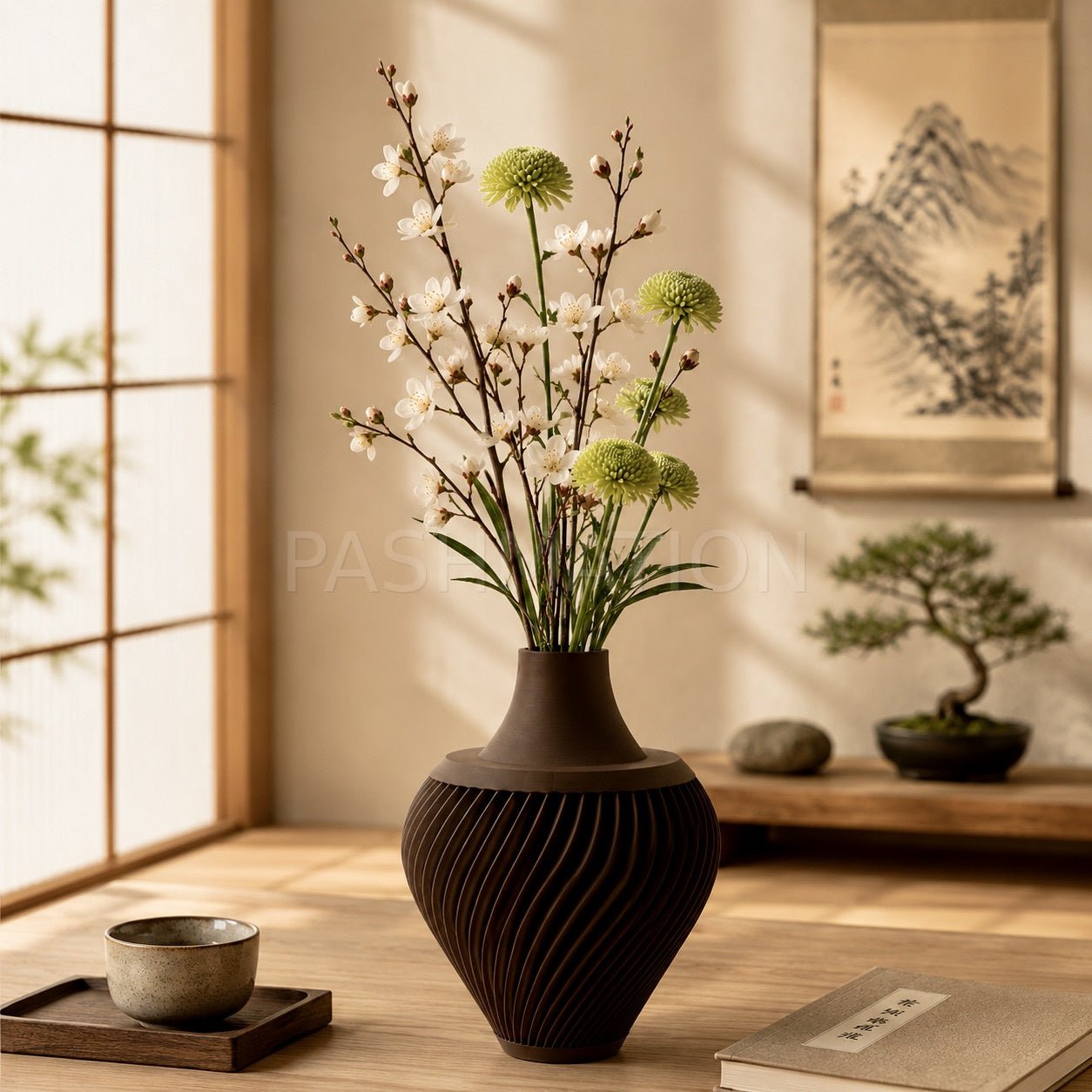 3D Printed Ribbed Vase Modern Eco - Friendly Home Decor Contemporary Flower Vessel Unique Tabletop Centerpiece Gift by Pashmation