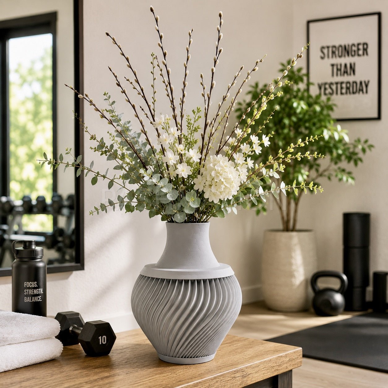 3D Printed Ribbed Vase Modern Eco - Friendly Home Decor Contemporary Flower Vessel Unique Tabletop Centerpiece Gift by Pashmation