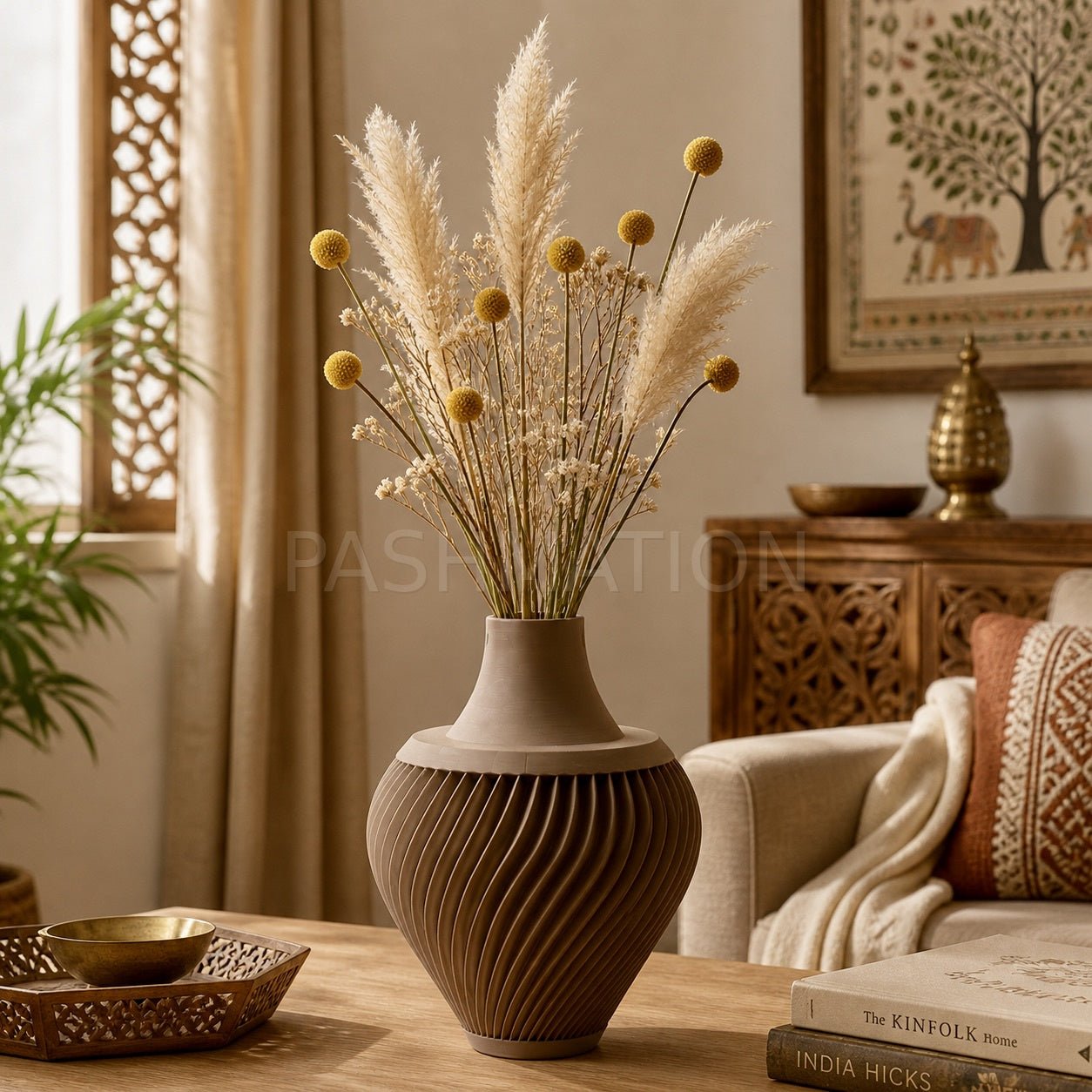 3D Printed Ribbed Vase Modern Eco - Friendly Home Decor Contemporary Flower Vessel Unique Tabletop Centerpiece Gift by Pashmation
