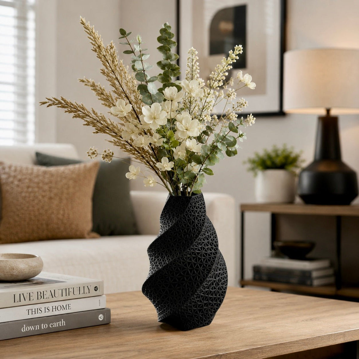 3D Printed Spiral Vase Modern Geometric Home Decor Eco-Friendly PLA Contemporary Centerpiece Gift by Pashmation