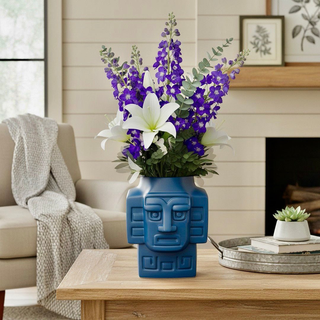 3D Printed Totem Face Vase Modern Tribal Decor Eco - Friendly PLA Contemporary Centerpiece - Pashmation