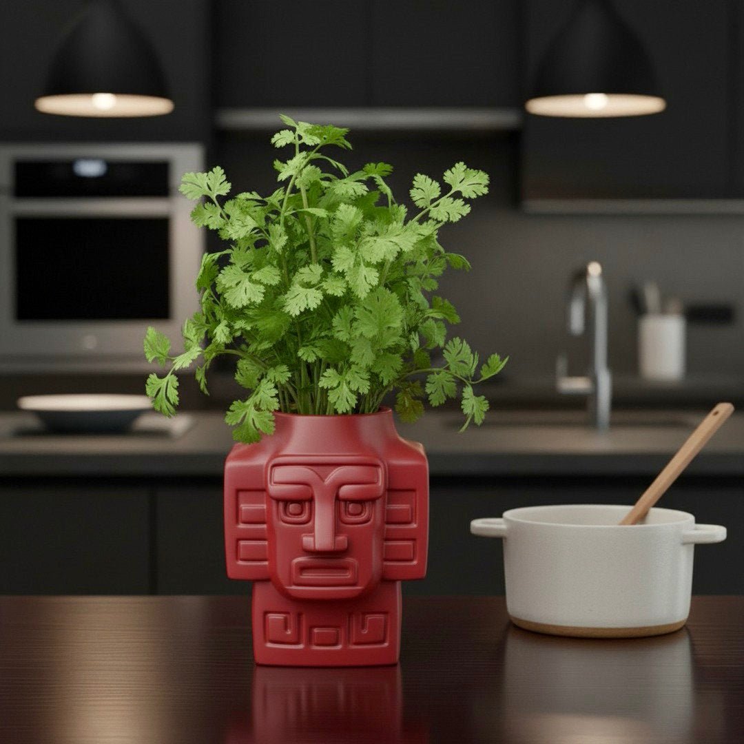 3D Printed Totem Face Vase Modern Tribal Decor Eco - Friendly PLA Contemporary Centerpiece - Pashmation